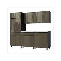 Contur Cabinet 7.5' Premium Terra Grey Garage Cabinet System with Stainless Steel Tops