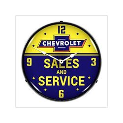 Collectable Sign and Clock Chevrolet Bowtie Sales and Service Backlit Wall Clock