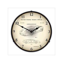 Collectable Sign and Clock 2003 Lamborghini Murcielago Patent Blueprint Backlit Wall Clock
