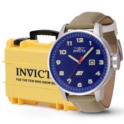 Invicta S1 Rally Men's Bundle - 48mm Khaki White with Invicta 8-Slot Dive Impact Watch Case Light Yellow (B-44958-DC8-LTYEL)