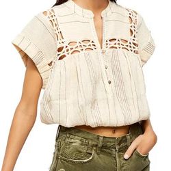 Free People Tops | Free People Cedar Lace Pullover Top In Cream | Color: Cream | Size: S