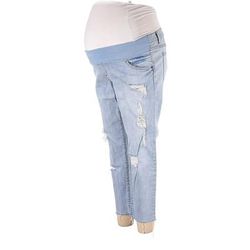LED Luxe Essentials Denim Jeans - Mid/Reg Rise: Blue Bottoms - Women's Size 30 Maternity