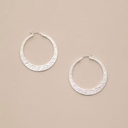 Lucky Brand Silver Carved Hoops - Women's Ladies Accessories Jewelry Earrings