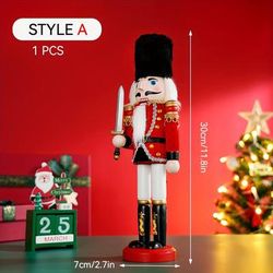 1pc, Christmas Nutcracker Figures Ornaments (30cm/11.81in), Room Decor, Scene Decor, Desktop Decor, Christmas Supplies, Christmas Ornaments