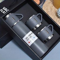 Vacuum Set, Business Thermal Mug 500ml/16.9oz, Stainless Steel Vacuum Insulated Bottle With Cup For Coffee Hot Drink And Cold Drink, Water , Back To School Supplies