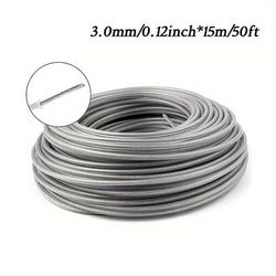 15m Steel Wire Nylon Grass Trimmer Line - 4 Sizes Available For Lawn Mower Cord Replacement