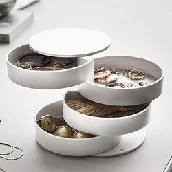 Rotating Multi-layer Desktop Storage Box - Hair Accessories, Jewelry, Makeup Box With Lid - Dustproof Jewelry Storage Box