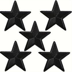 5pcs Star Patches, Embroidered Iron On Sew On Patches, Cute Applique Patches For Clothing, Jacket, Hat, Backpack, Jeans, Black