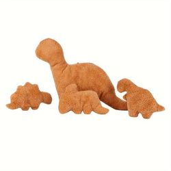 TEMU Molutian 4pcs Dino And Chicken Plush Playset 45cm/17.72in Plush Chicken Mommy Stuffed Animal With 3 Small Super Soft Cartoon Toy For Bedding Christmas Gifts