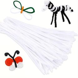 300pcs Pipe Cleaners Handcraft White Chenille Rods For Craft, Plush And Bendable Chenille Rod Pipe Cleaners Christmas And Various Festivals Handcraft Pipe Cleaners For Diy Craft And Cleaning