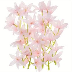 12 Pcs 7 Inch Artificial Orchid Flower, Floating Candles Simulation Flower Cylinder Vase Fillers For Home Wedding Decoration, Pink