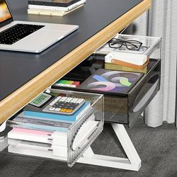 1pc Under Desk Drawer Self-adhesive Under Table Storage Tray, Hidden Slide-out Desk Organizers And Accessories For Office, Home, School Classroom Organization And Storage Home Supplies