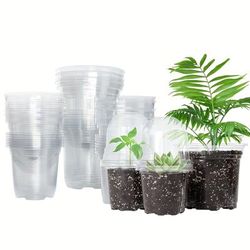 30 Packs, 5/4/3.5 Inch Reinforced Clear Nursery Pots With Humidity Dome And Drainage Hole, Transparent Nursery Pots Variety Pack Plastic Plant Pot Seedling Planter Seed Starter Pots Flower Pot