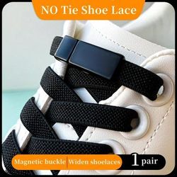 2 Shoelace & 2 Buckles Magnetic Buckle No Tie Shoe Laces, No Tie Widen Stretch Shoelaces, Lazy Shoelace Elastic Flat Laces Shoe Accessories