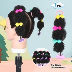 8-12inch Afro Puff Bubble Ponytail Extension With Hair Ties Black Ponytail Bubble Ponytail Extensions Cute Clip On Afro Puff Kinky Curly Lantern Braid Synthetic Hair Pieces