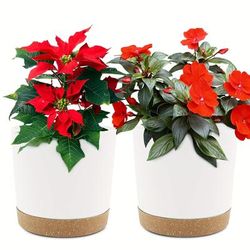 2pcs, 6.5 Inch Flower Pot Set, Indoor Plant Pots With Drainage Holes And Removable Base, Outdoor Garden Flower Pots Saucer Style Modern Decoration, Suitable For Cacti, Succulents, Green Plants