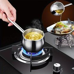 1pc, Mini Stainless Steel Pot, Thickened With Long Handle, For Heating Oil And Milk, Pouring Oil On Food, Restaurant Kitchen Cookware