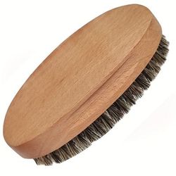 1pc Hair Brush For Men With Natural Beech Wood And Bristle, Beard Brush, Hair Brush, Portable Hairdressing Comb