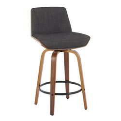 Corazza 26" Fixed-Height Counter Stool - Set Of 2 by Lumisource in Walnut Charcoal Black