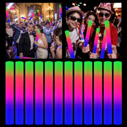 12pcs LED Foam Glow Sticks Light up accessori per feste di matrimonio Stick di schiuma Glow in The