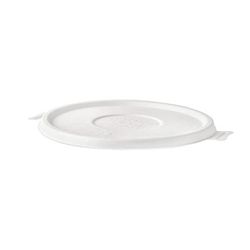 Eco Products EP-BLFLIDNFA WorldView Flat Lid Molded Fiber Bowls - Molded Fiber, White, Fits 24-46-oz. Coupe Bowls, Fits 16-40-oz. Noodle Bowls