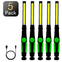 Lampe de travail LED COB Portable, crochet de torche Rechargeable par USB, lumière d'inspection Portable pour la réparation automobile, le Garage à domicile, l'urgence, 2/5 pièces