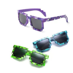 5 couleurs mode lunettes de soleil enfants cos jouer jeu d'action jouet Minecraftereds lunettes carrées avec étui EVA jouets pour enfants cadeau