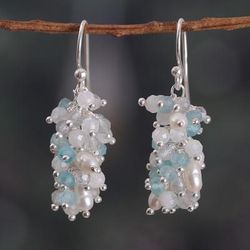 'High-Polished Multi-Gemstone Cluster Earrings from India'
