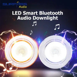 Lampe de musique intelligente à LED, haut-parleurs de plafond avec lumières réglables, lumière de fond intelligente, haut-parleur Downlight Bluetooth