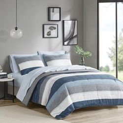 Jaxon Stripe Comforter Set with Bed Sheets - Olliix MPE10-989