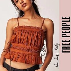 Free People Tops | Free People Top Cotton Crop Spring Summer Boho | Color: Brown | Size: S