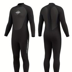 TEMU Men's 3/2mm Neoprene Wetsuit Long Sleeve Pants Winter Swimming Surfing Snorkeling Stream Trekking Rafting Water Sports Underwater Warm Clothing With Zipper Back And Chest Fine Ribbing