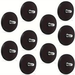 TEMU 10 Rubber Coated Magnets, With M6 Threaded Studs, Strong Mounting Magnet Stud Magnet Black Rare-earth Magnet, Used For Light Bar Mirror Camera Tools