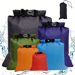 TEMU 6pcs Dry Bags - Durable Polyester, Secure Drawstring Closure For Kayaking, Canoeing, Camping, Hiking, Cycling & Fishing - , Water Sports Gear|vibrant Design|polyester Bags