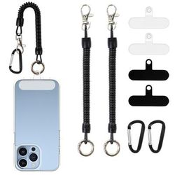 TEMU Phone Tether Lanyard Anti Theft Phone Strap With Carabiner Protective Outdoor Skiing Hiking Cycling Fishing Climbing Fit For Iphone And Most Cell Phone (2*tether+ 4*patch + 2*carabiner Clip)