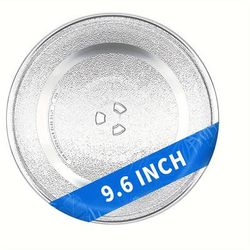 "TEMU 1pc, 9.6" Microwave Plate Replacement Microwave Glass Turntable Plate For Lg, Ge, Hotpoint, Panasonic, Kenmore, Etc. - 9.6"/ 24.5cm Microwave Tray Replacement Glass Plate With Cleaning Cloth"