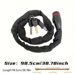 TEMU Portable Bicycle Chain Lock Anti Drilling And Anti-theft Safety Chain Bicycle, Motorcycle, Door, And Scooter - Including 2 Keys