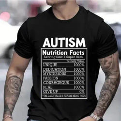 Men Clothing Autism Nutrition Shirt for Women Men Autism Awareness Month T-shirts Autism Quote