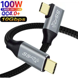 USB Type C to USB C 3.1 Gen2 10Gbps Cable PD 100W 5A Fast Charging Elbow Cable For MacBook 4k 60Hz Type C Video Cable 1/2/3M