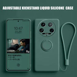 Case Fro Xiaomi 14 Ultra Liquid Silicone Ring Holder Soft Phone Cover for Xiaomi 14 Ultra Shockproof