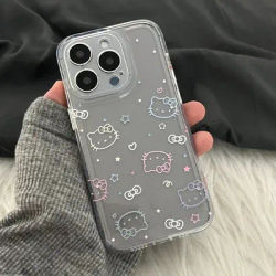 Kawaii Sanrio Hello Kitty Mobile Phone Case Cute Cartoon Pink IPhone 7 8 Plus 15 14 12 13 11 Pro Max