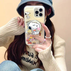 Cute Cartoon Snoopy Charlie Brown Magnetic Holder Magsafe Wireless Charge Phone Case For iPhone 16