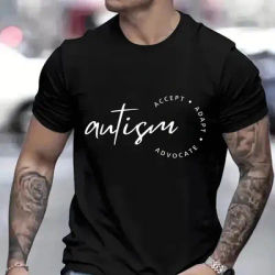 Men Tees Autism Awareness Tees Graphic Clothing Printed Tshirt Y2K Fashion Men's Autism Accept