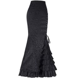 Retrò Vintage Medievale Rinascimento Gonna Ragazza gotica Con Volant Fiore / Floreale Costume Per donna Fantasia Stile Steampunk Mascherata Evento / Festa Adulti Gonna