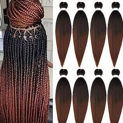 26/32 Inch 8 Packs Long Braiding Hair Pre-stretched Braiding Hair Yaki Texture Hair Extensions Hot Water Setting Synthetic Fiber Crochet Braids For Women 1b