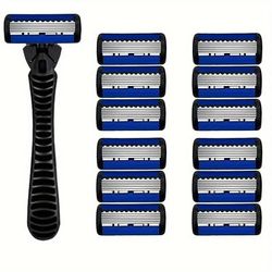 Men's Shaving Razor Set, 6-layer Blades Razor, Replacement Baldes, Men's Manual Razor Shaving Knife Beard Trimmer