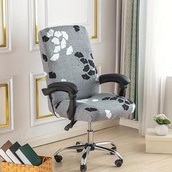 1pc Office Chair Cover With Durable Zipper, Printed Washable Stretchable Desk Chair Cover, High Back Computer Chair Cover, Office Chair Seat Slipcover