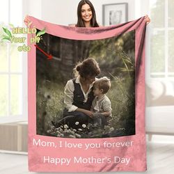 1pc Custom Blanket Picture Custom Mothers Day Gift Blanket Photo Custom Blanket Soft Flannel Couch Blanket Tv Blanket 1 Holiday Gift Blanket