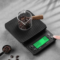 Bilancia per caffè di precisione nera da 1 pz bilancia elettronica LCD da 3kg/0.1g con Timer