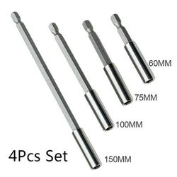 4pcs/set, Magnetic Screw Bits Extension Rod Quick Change Bit 1/4" Shank Long Handle Screwdriver Tip Holder Hand For Electric Screwdriver